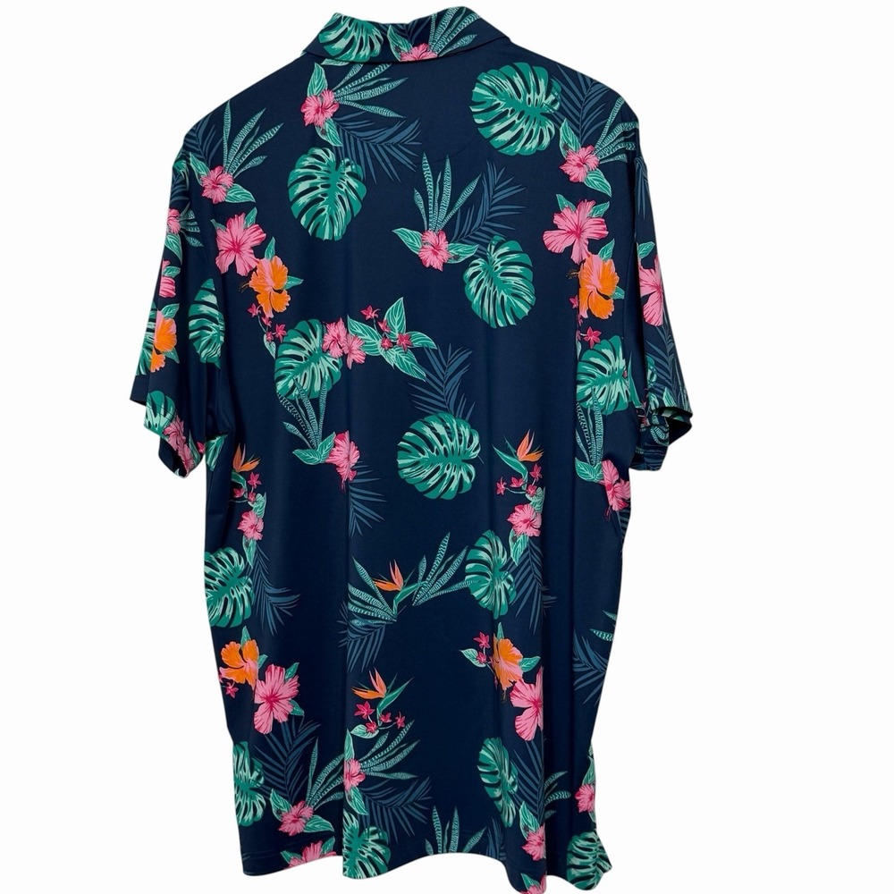 Birdie Bound Polo Shirt Mens XL Tropical Floral Hawaiian Golf Stretch - Picture 4 of 9
